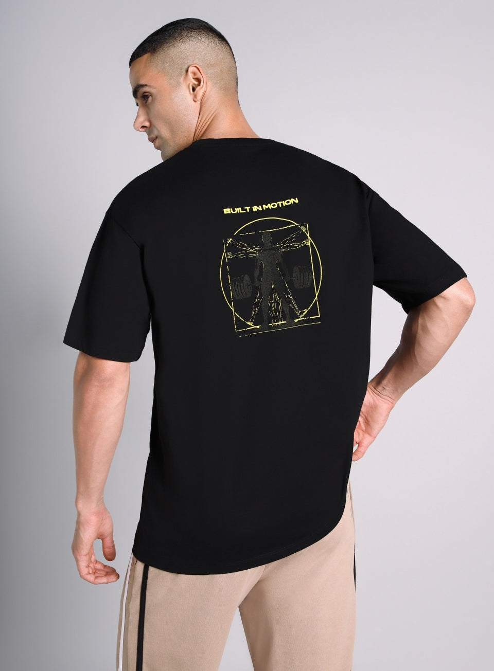 Men's Black Built-In Motion Graphic Oversized T-shirt