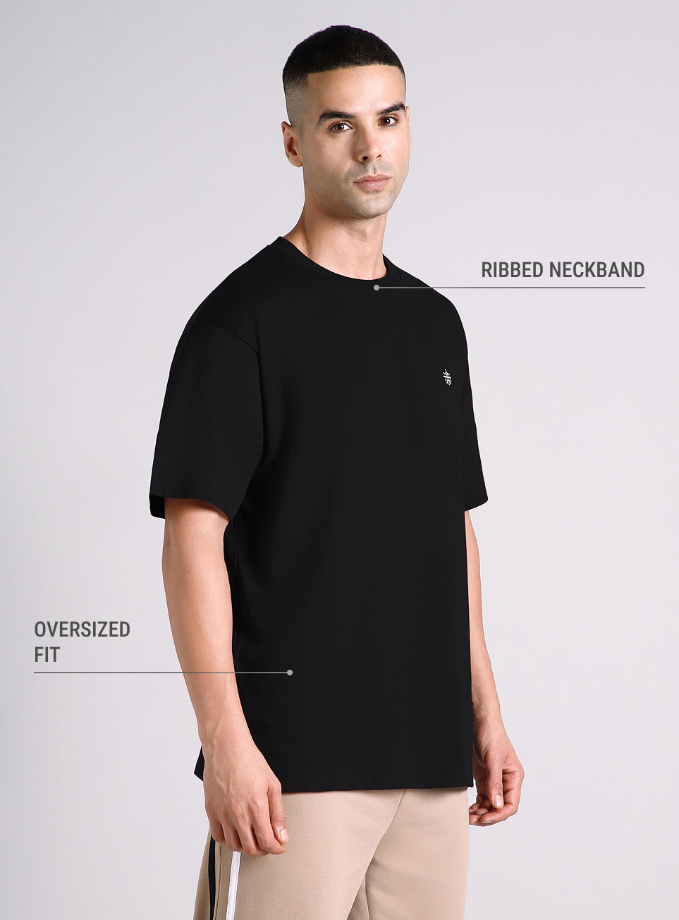 Men's Black Built-In Motion Graphic Oversized T-shirt