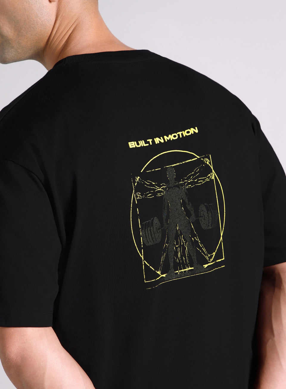 Men's Black Built-In Motion Graphic Oversized T-shirt