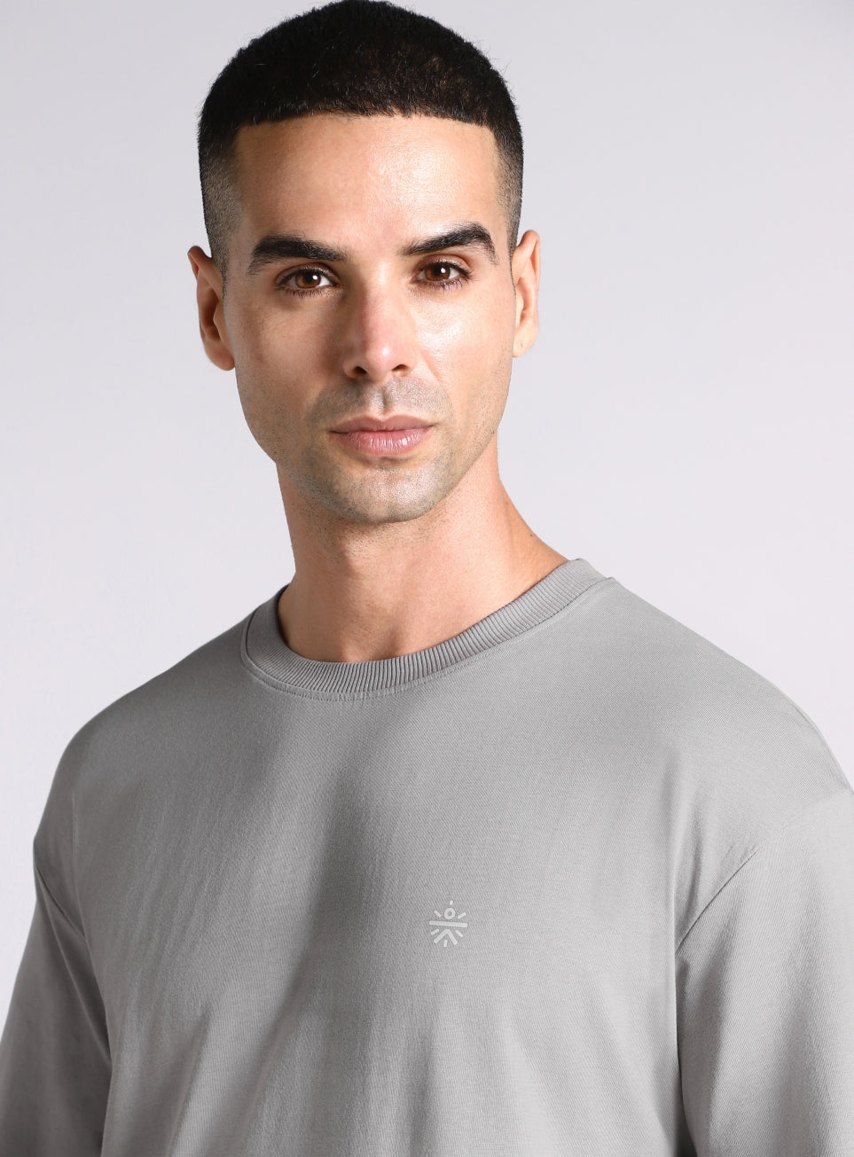 Men's Grey Built-In Motion Graphic Oversized T-shirt