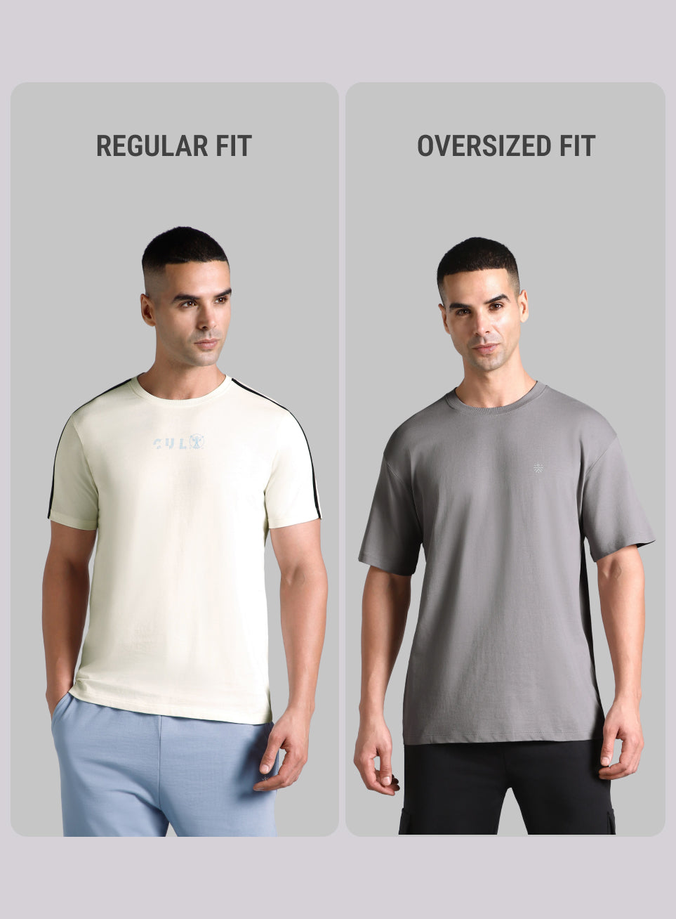 Men's Grey Built-In Motion Graphic Oversized T-shirt