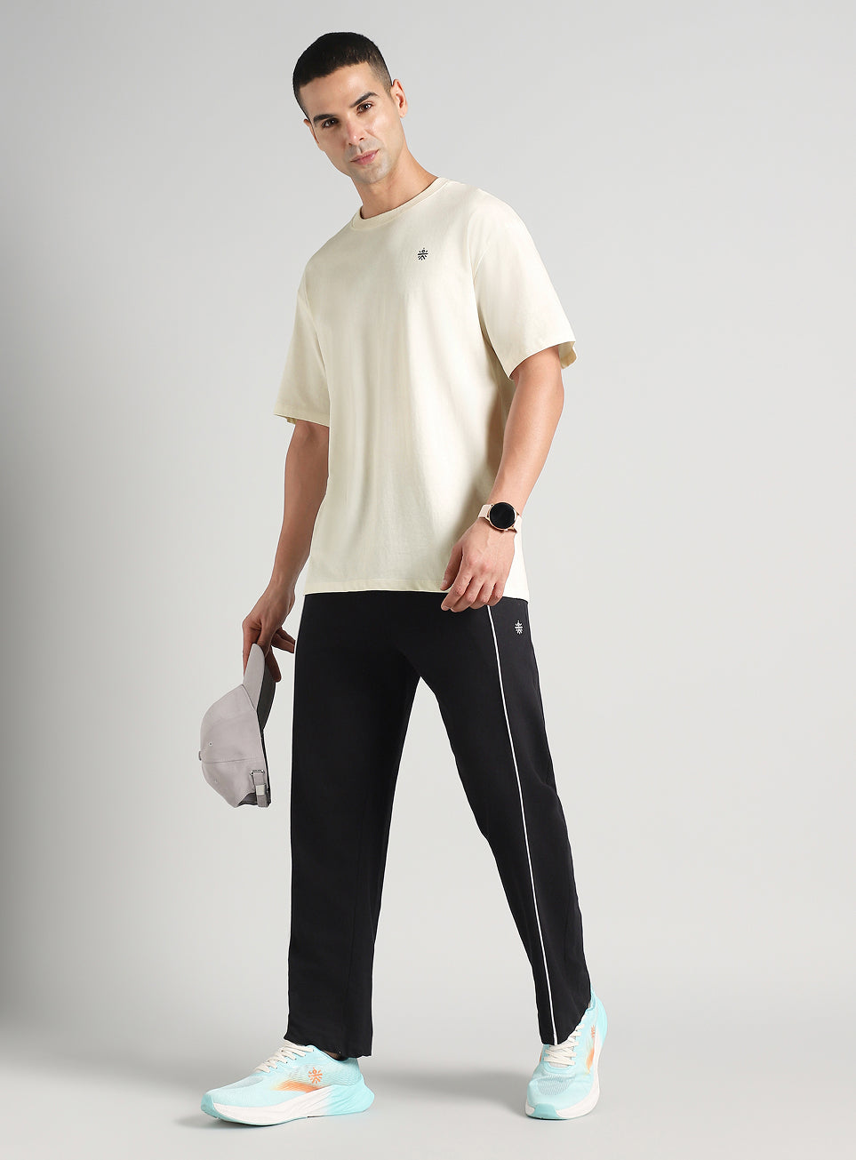 Men's Off White Built-In Motion Graphic Oversized T-shirt