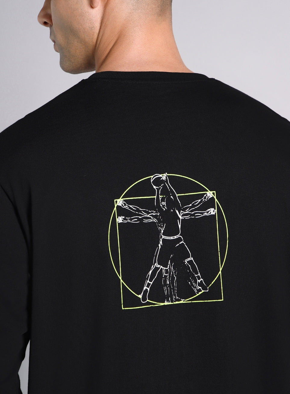 Men's Black V-Man Relaxed Fit Full Sleeve T-shirt