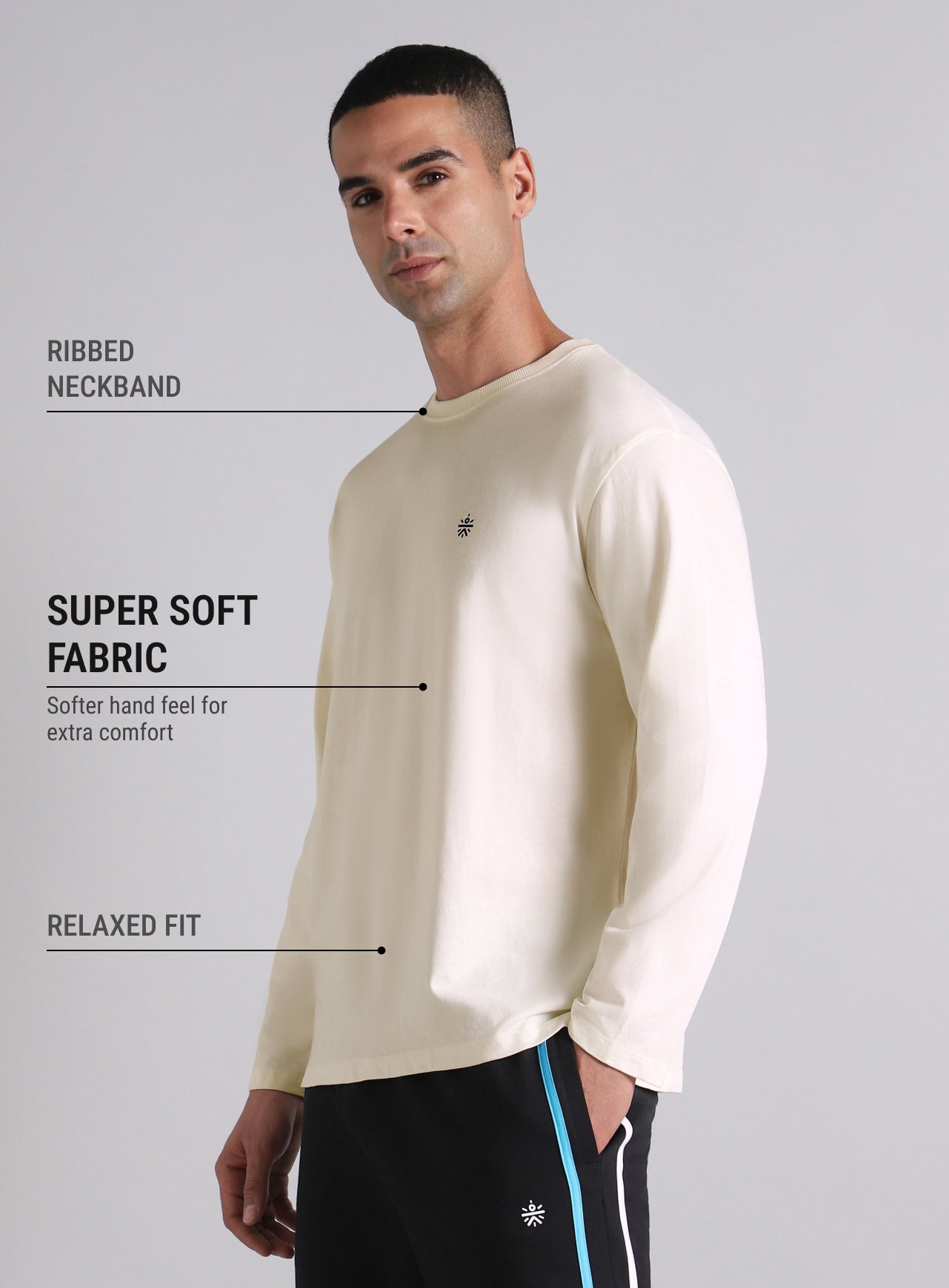Men's Off-White V-man Relaxed Fit Full Sleeve T-shirt