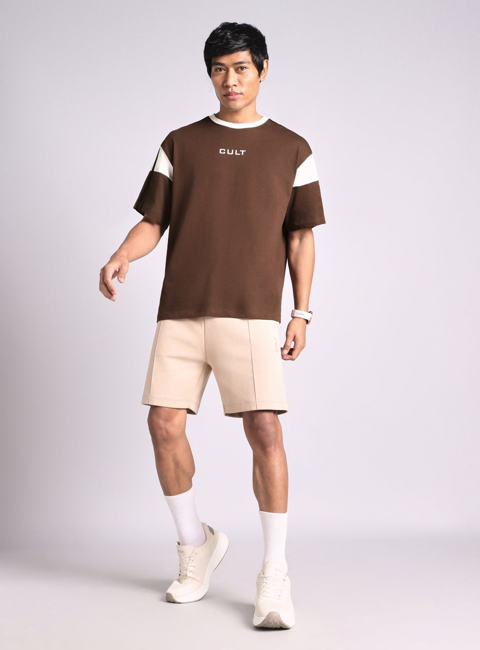 Men's Brown Colorblock Panel T-shirt