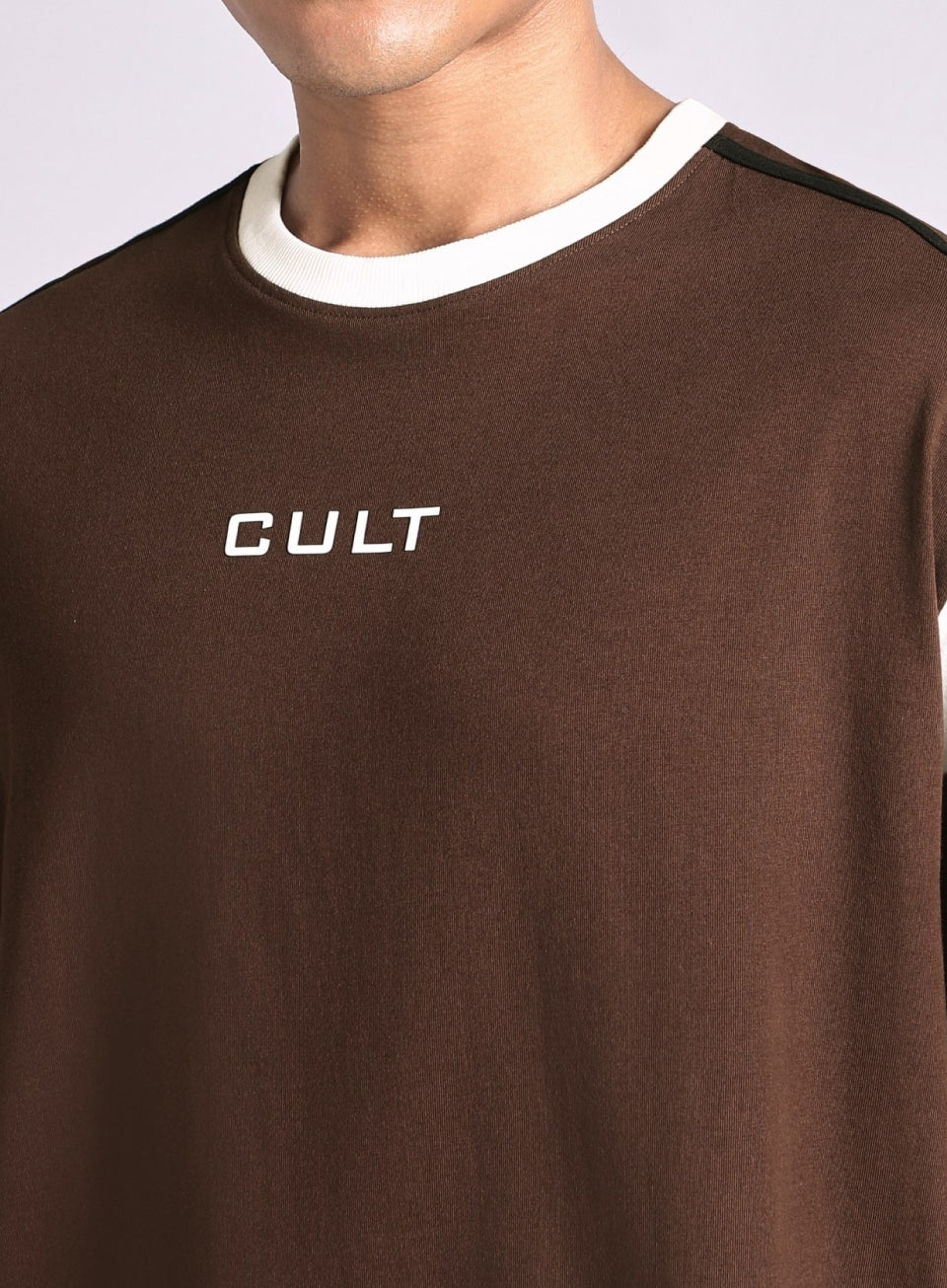 Men's Brown Colorblock Panel T-shirt