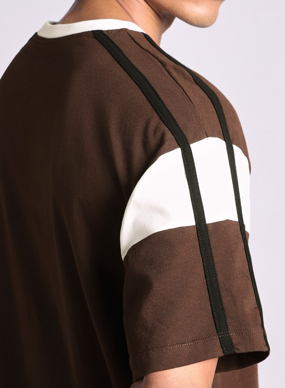 Men's Brown Colorblock Panel T-shirt