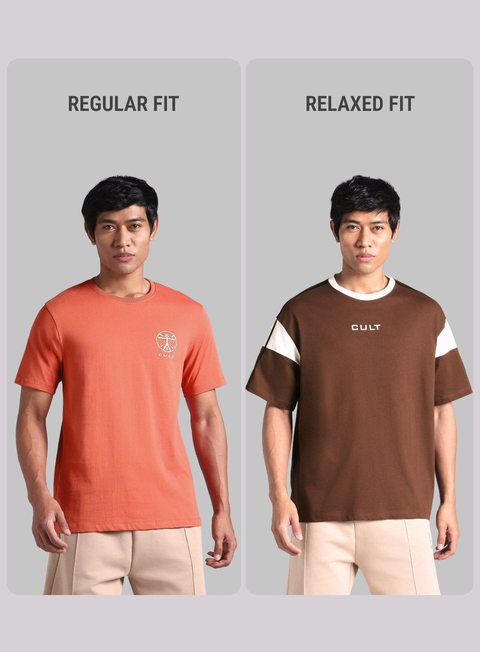 Men's Brown Colorblock Panel T-shirt
