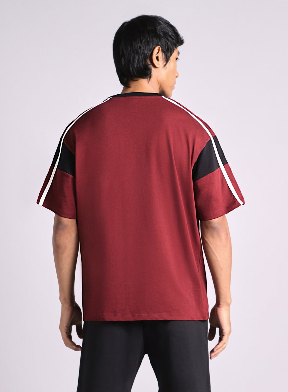 Men's Maroon Colorblock Panel T-shirt