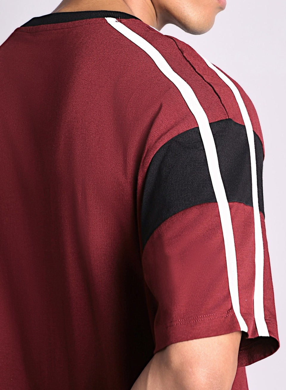 Men's Maroon Colorblock Panel T-shirt