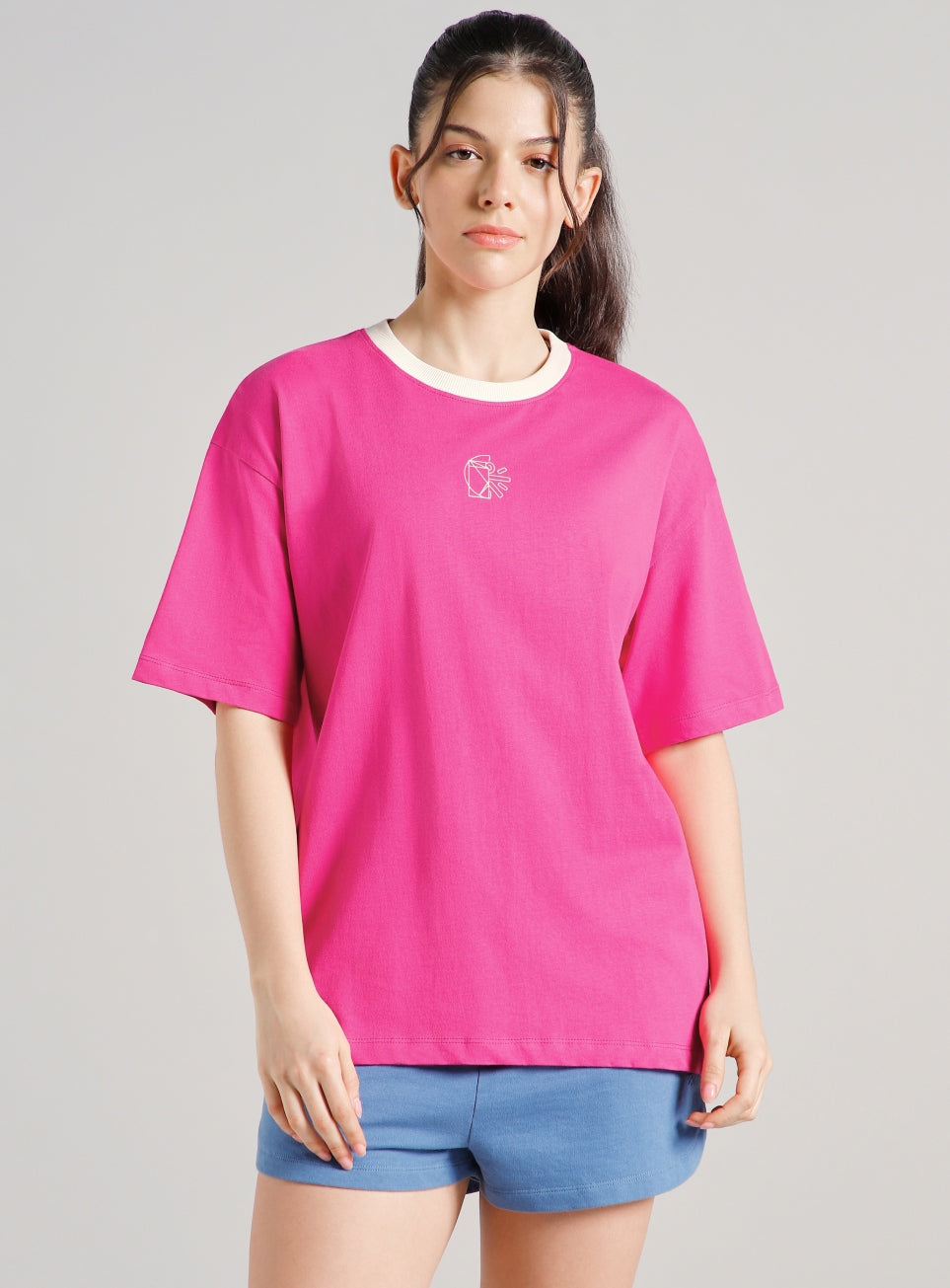Women's Pink Cult Logomania Print Oversized Fit T-shirt