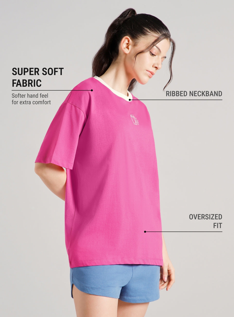 Women's Pink Cult Logomania Print Oversized Fit T-shirt