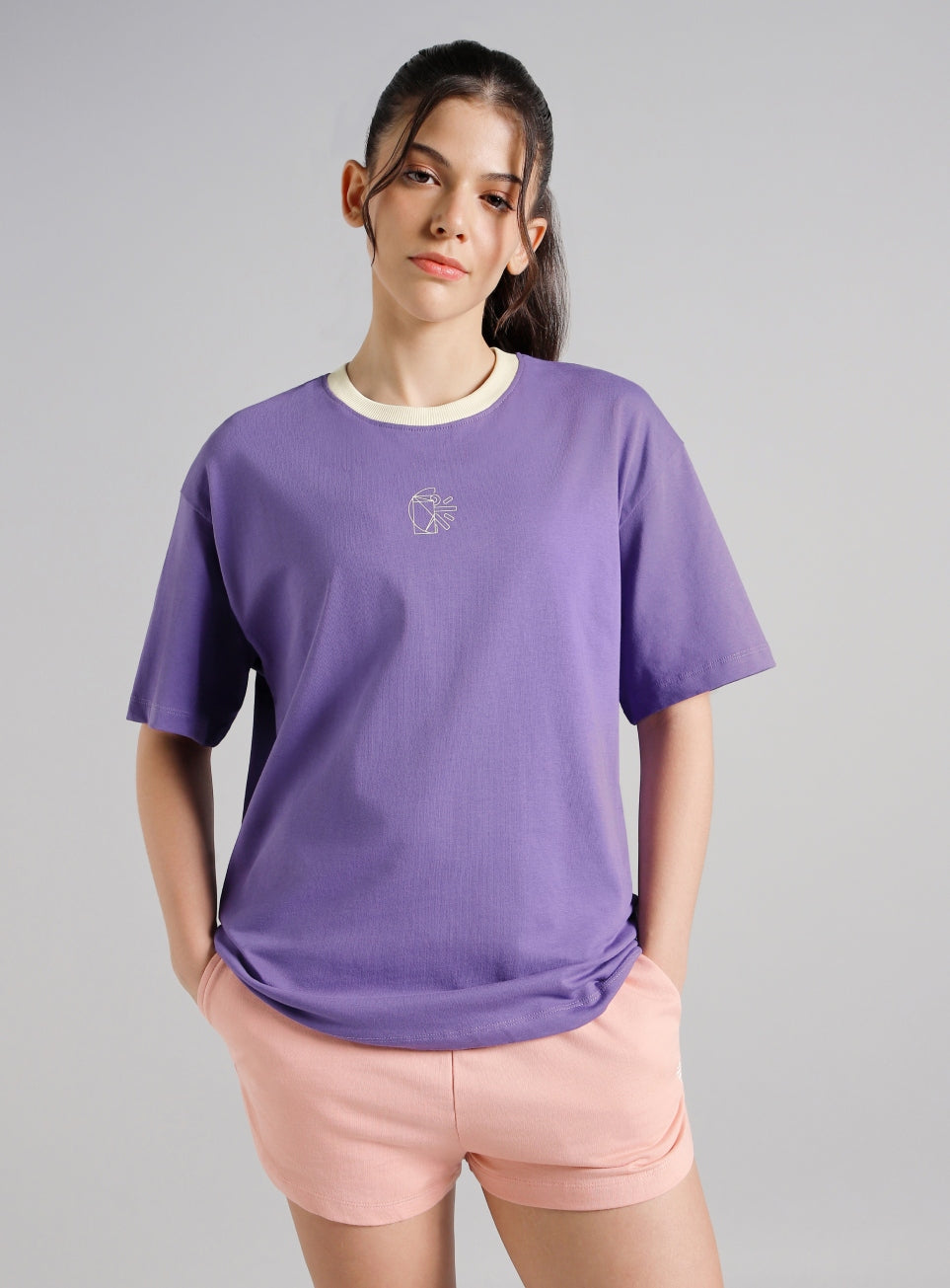 Women's Purple Cult Logomania Print Oversized Fit T-shirt