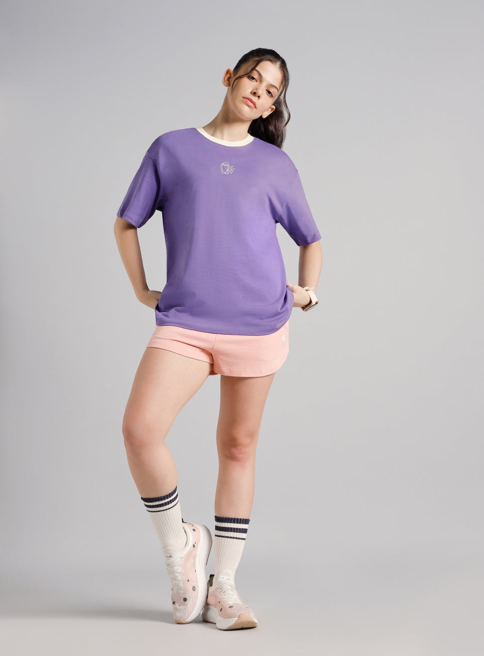 Women's Purple Cult Logomania Print Oversized Fit T-shirt