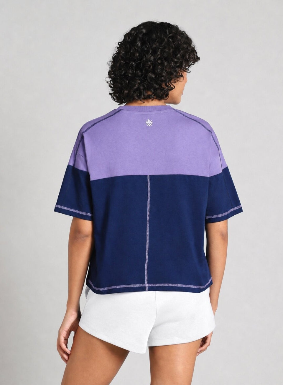 Women's Pink Colourblocked Boxy Fit T-shirt