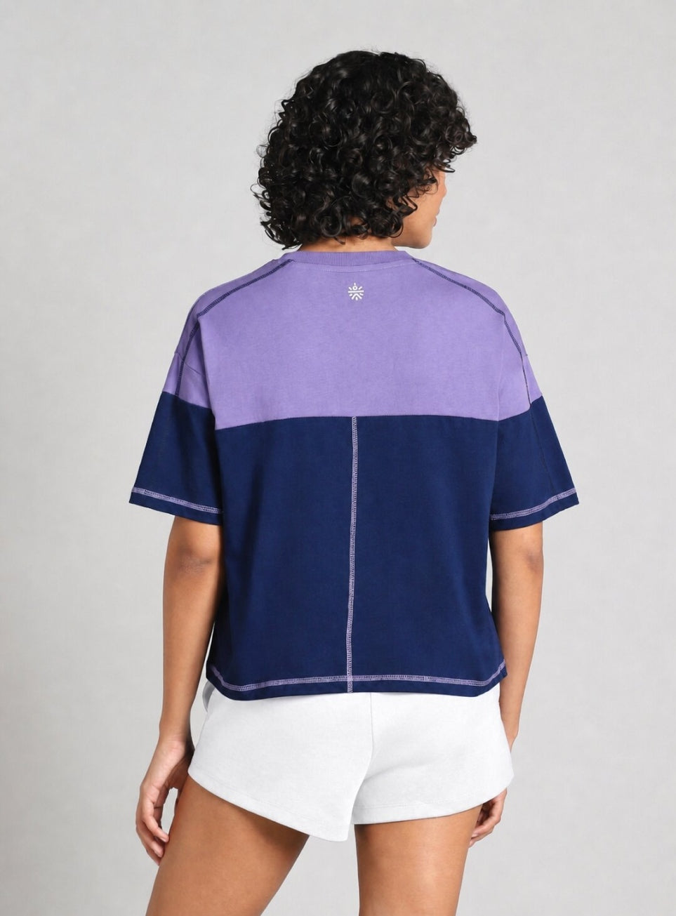 Women's Pink Colourblocked Boxy Fit T-shirt