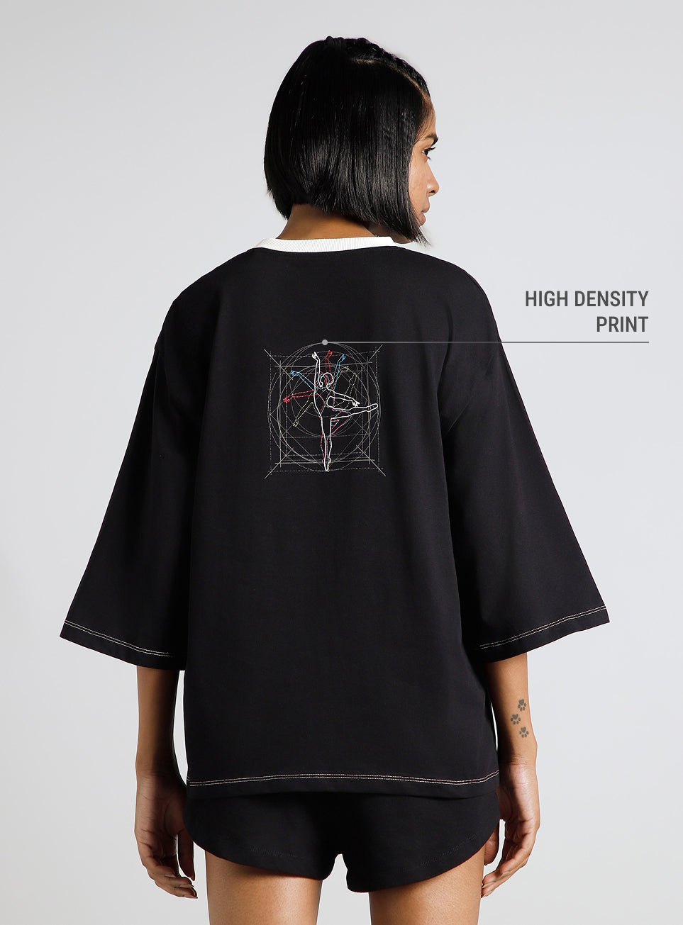 Women's Black Transition Graphic Oversized T-shirt
