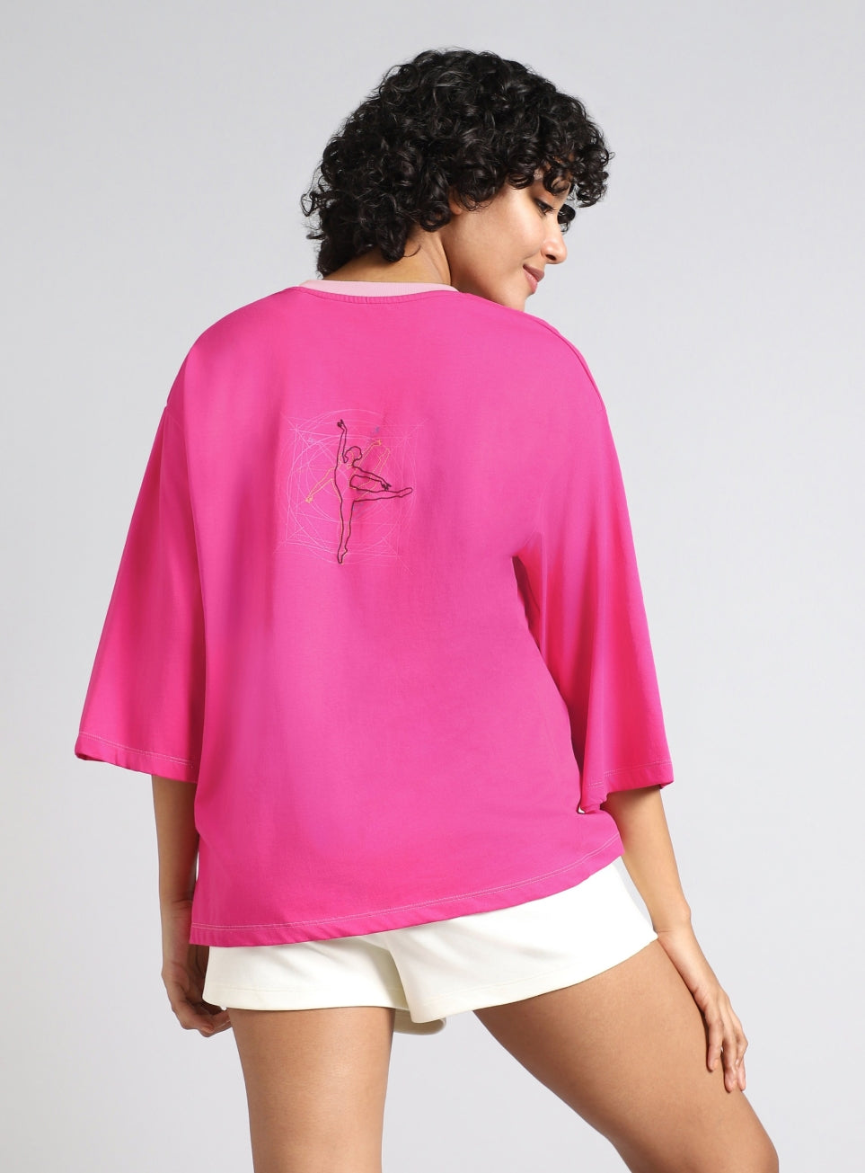 Women's Pink Transition Graphic Oversized T-shirt