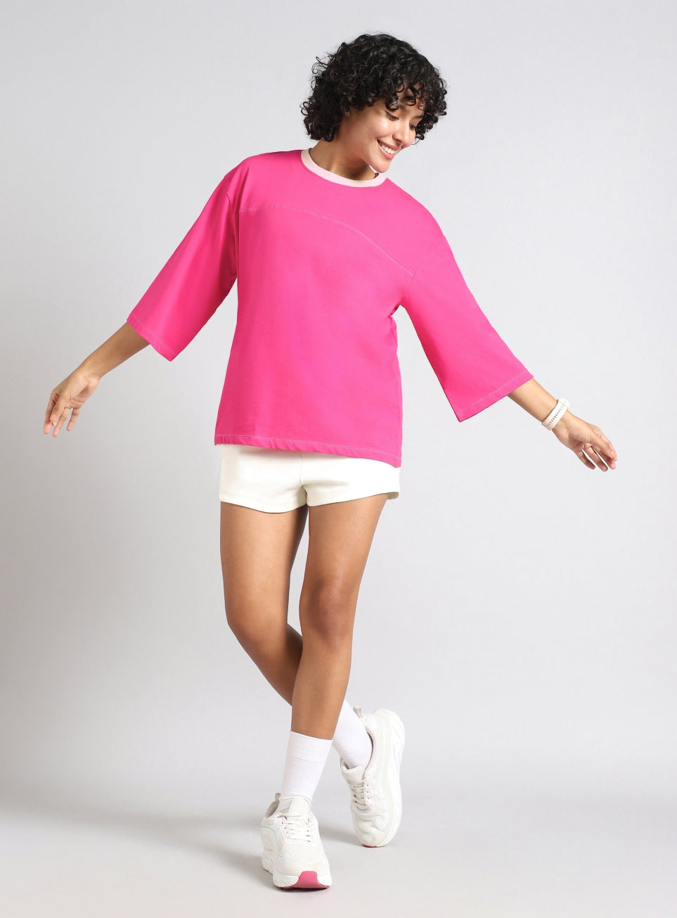 Women's Pink Transition Graphic Oversized T-shirt