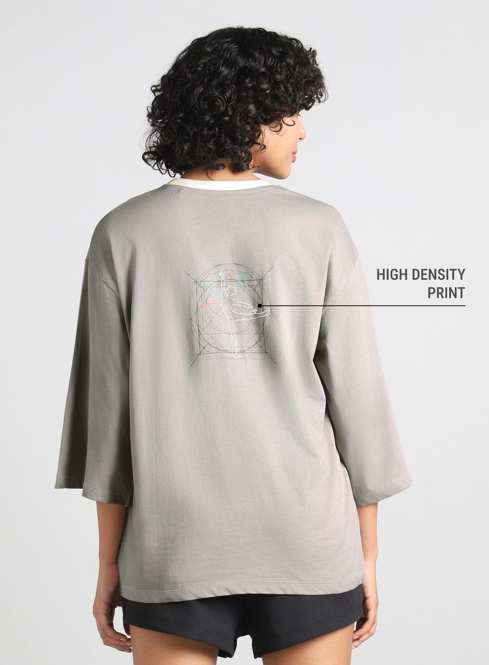 Women's Grey Transition Graphic Oversized T-shirt