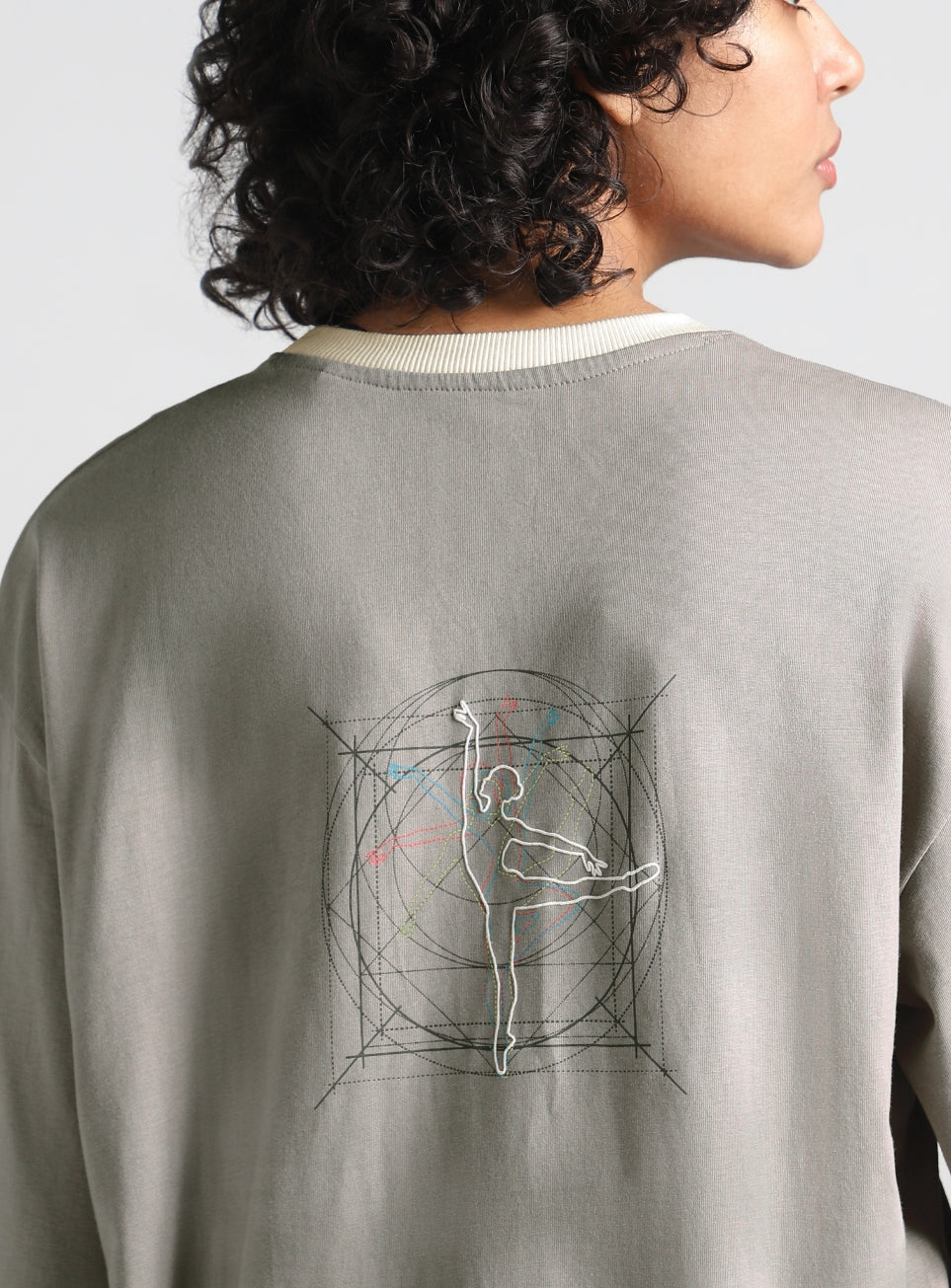 Women's Grey Transition Graphic Oversized T-shirt