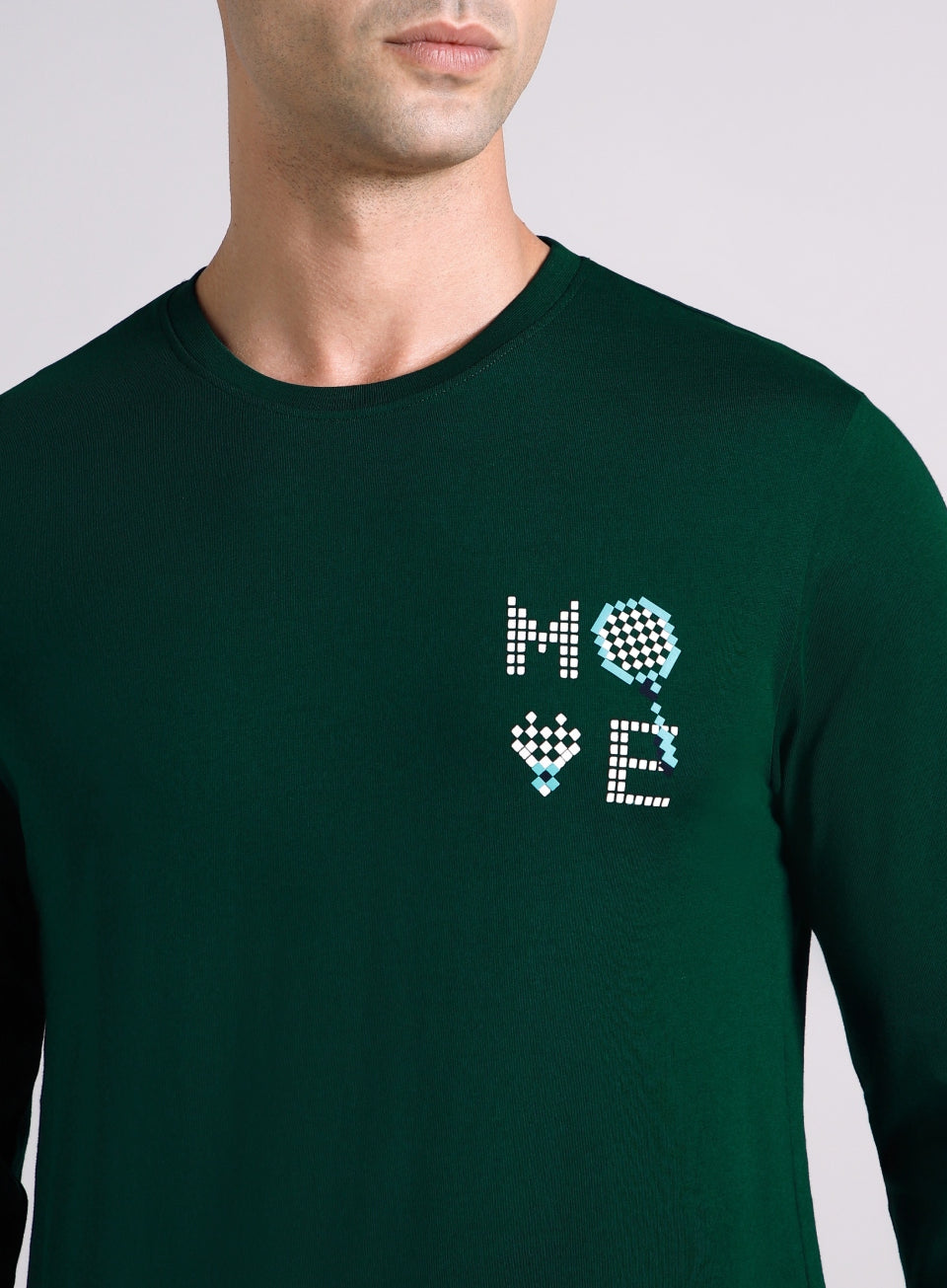 Men's Sea Green Courtside Print Full Sleeve T-shirt