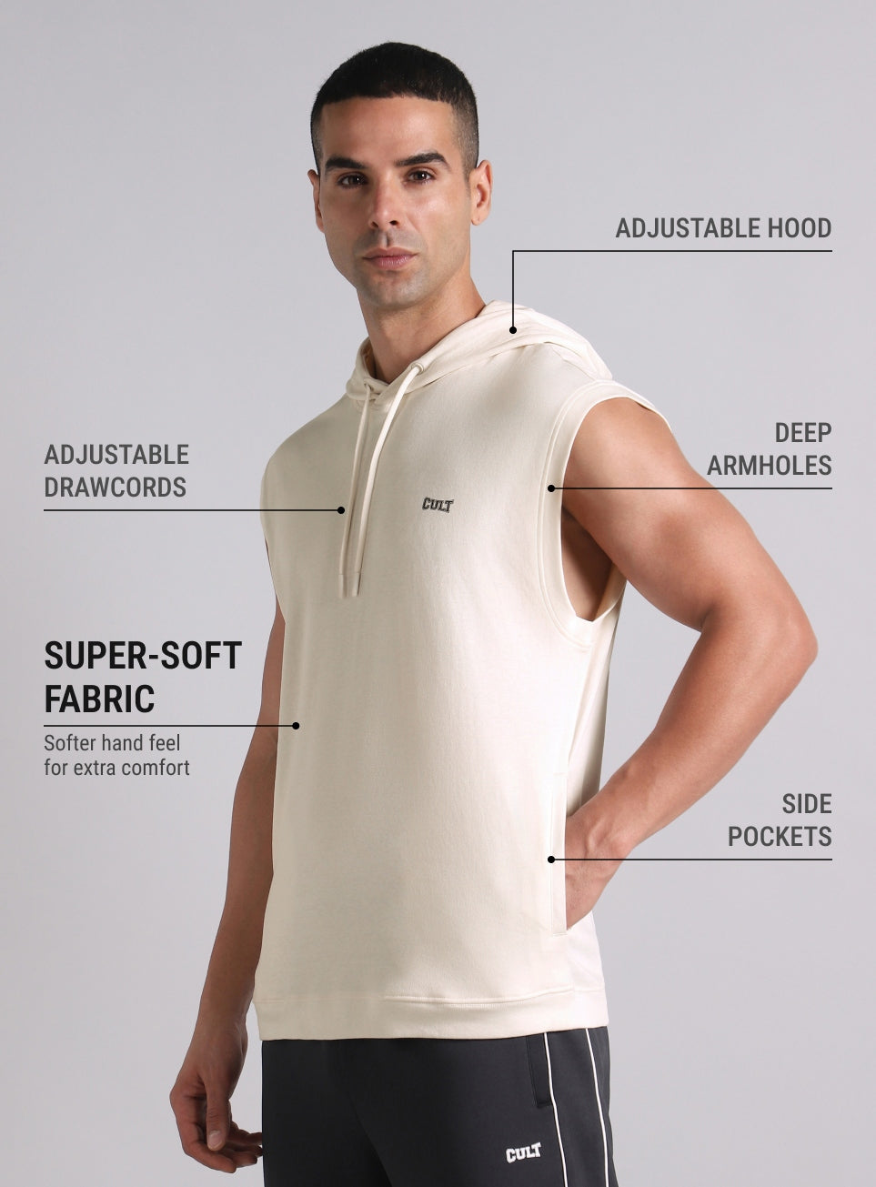Men's White Fight Combat Hoodie Tank