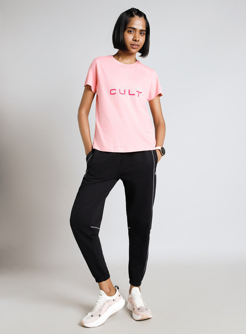 Women's Black Panel Highlight Joggers