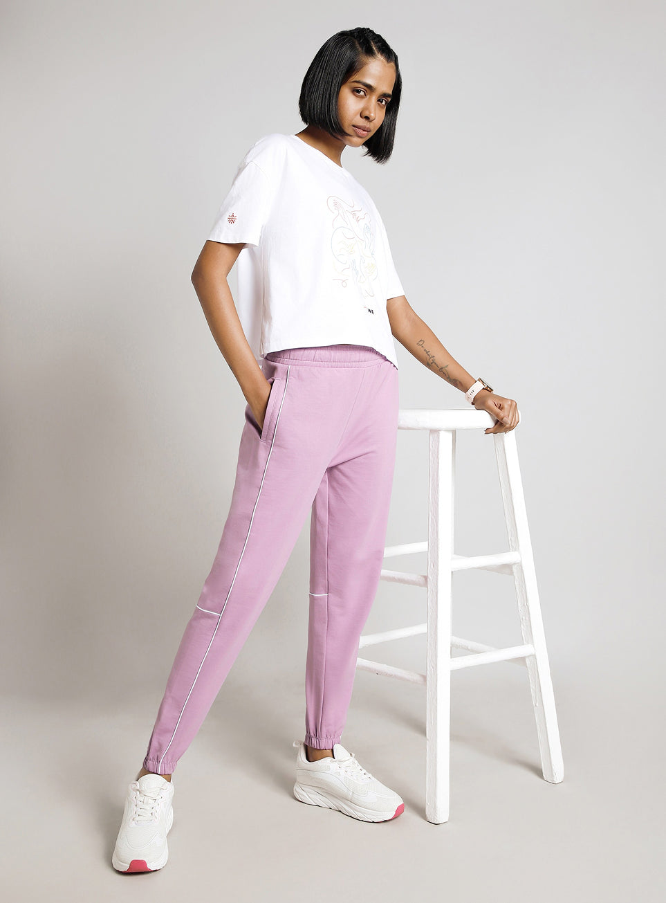 Women's Pink Panel Highlight Joggers