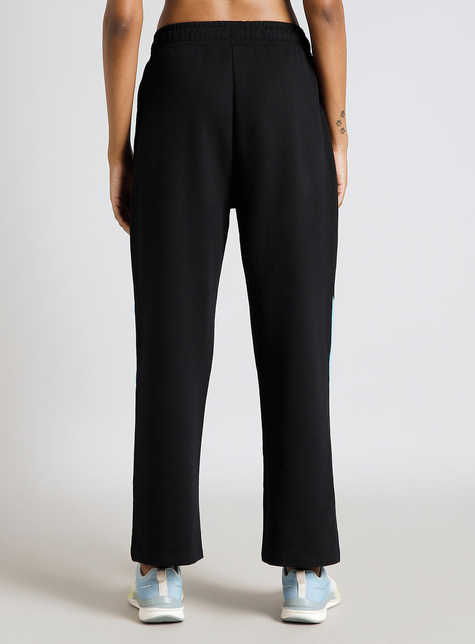 Women's Black Contrast Edge Straight Fit Trackpants
