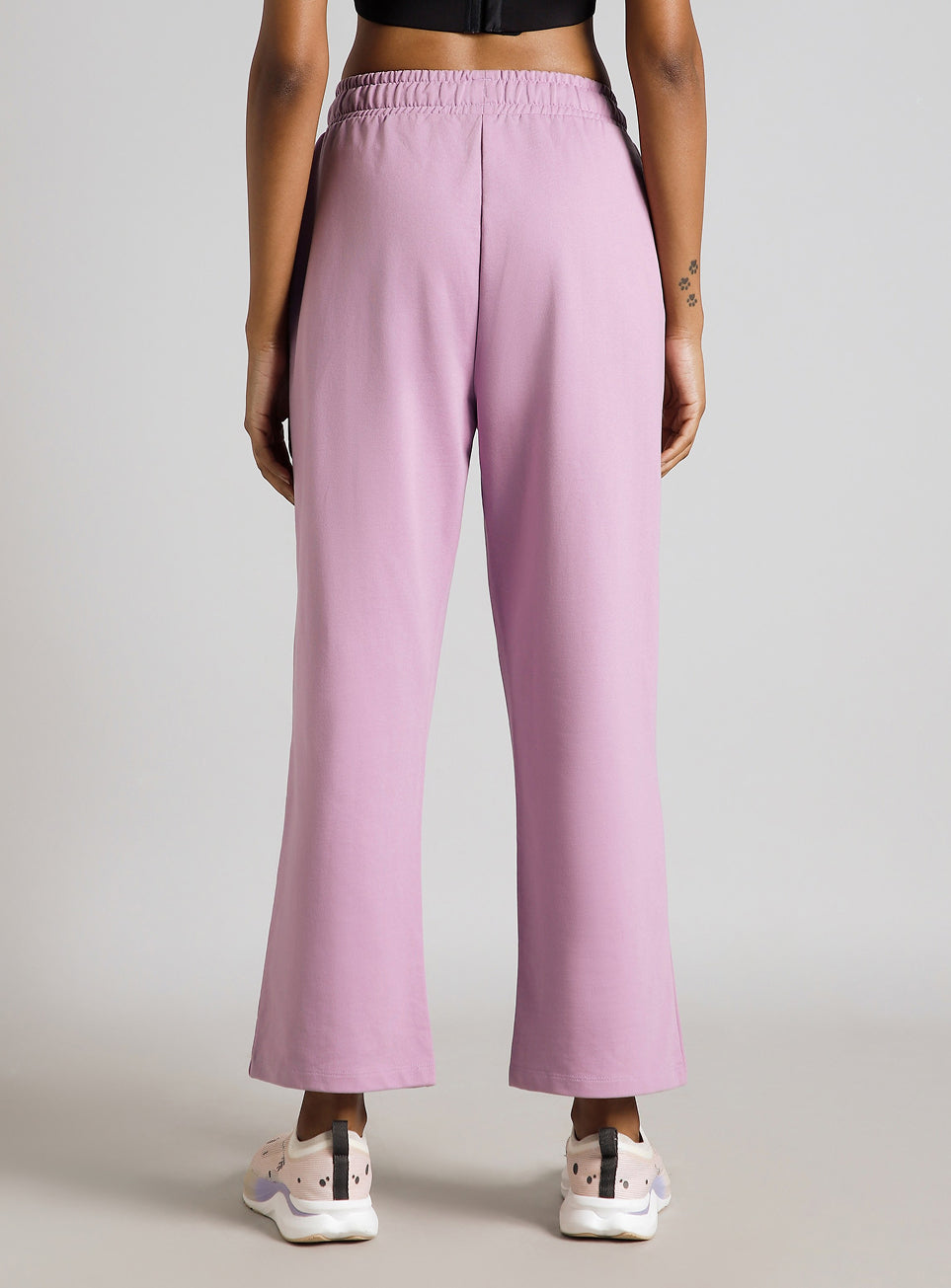 Women's Pink Contrast Edge Straight Fit Trackpants