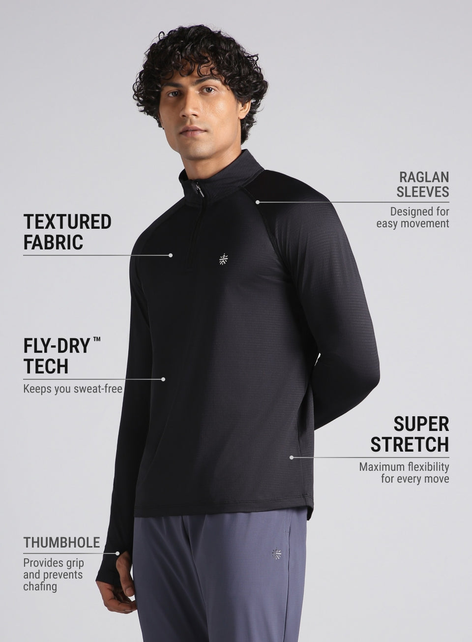 Men's Black HIIT Training Form Full Sleeve T-shirt