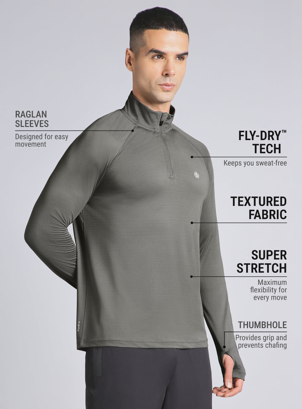 Men's Dark Grey HIIT Training Form Full Sleeve T-shirt