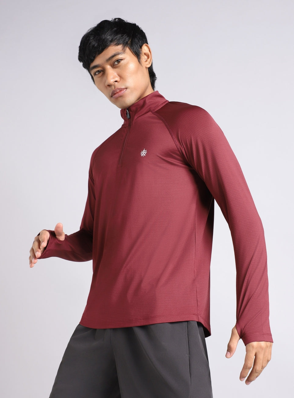 Men's Maroon HIIT Training Form Full Sleeve T-shirt