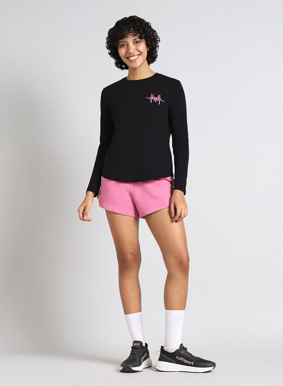 Women's Black Rhythm and Move Print Fullsleeve T-shirt