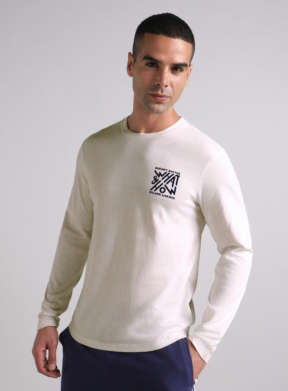 Men's White Cult Graphic Full Sleeve T-shirt