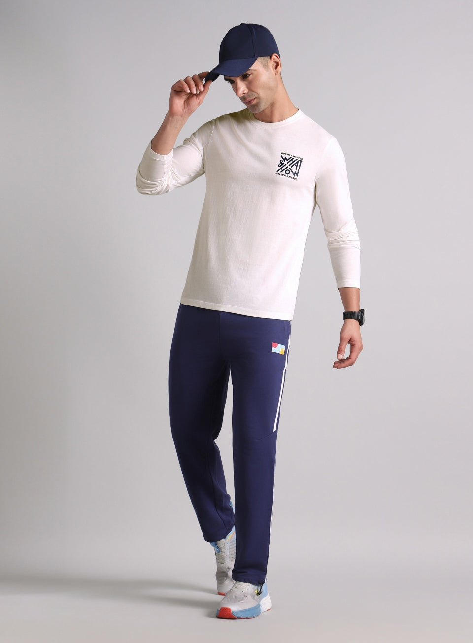 Men's White Cult Graphic Full Sleeve T-shirt