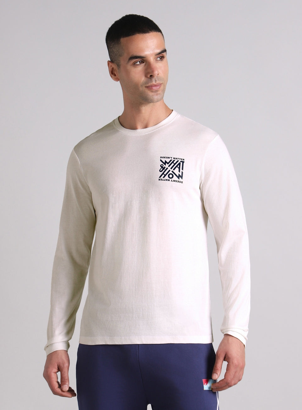 Men's White Cult Graphic Full Sleeve T-shirt
