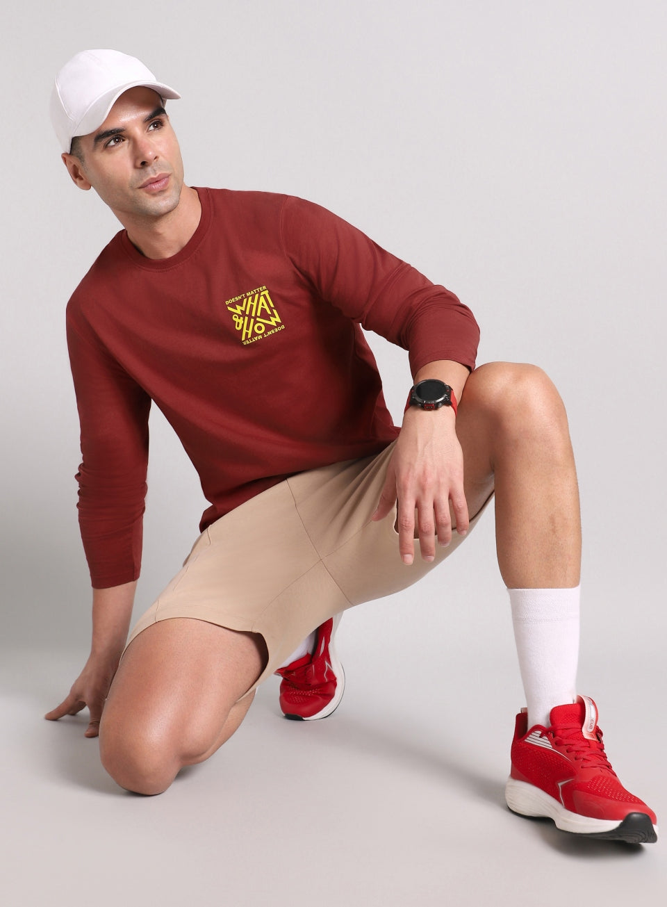 Men's Maroon Cult Graphic Full Sleeve T-shirt