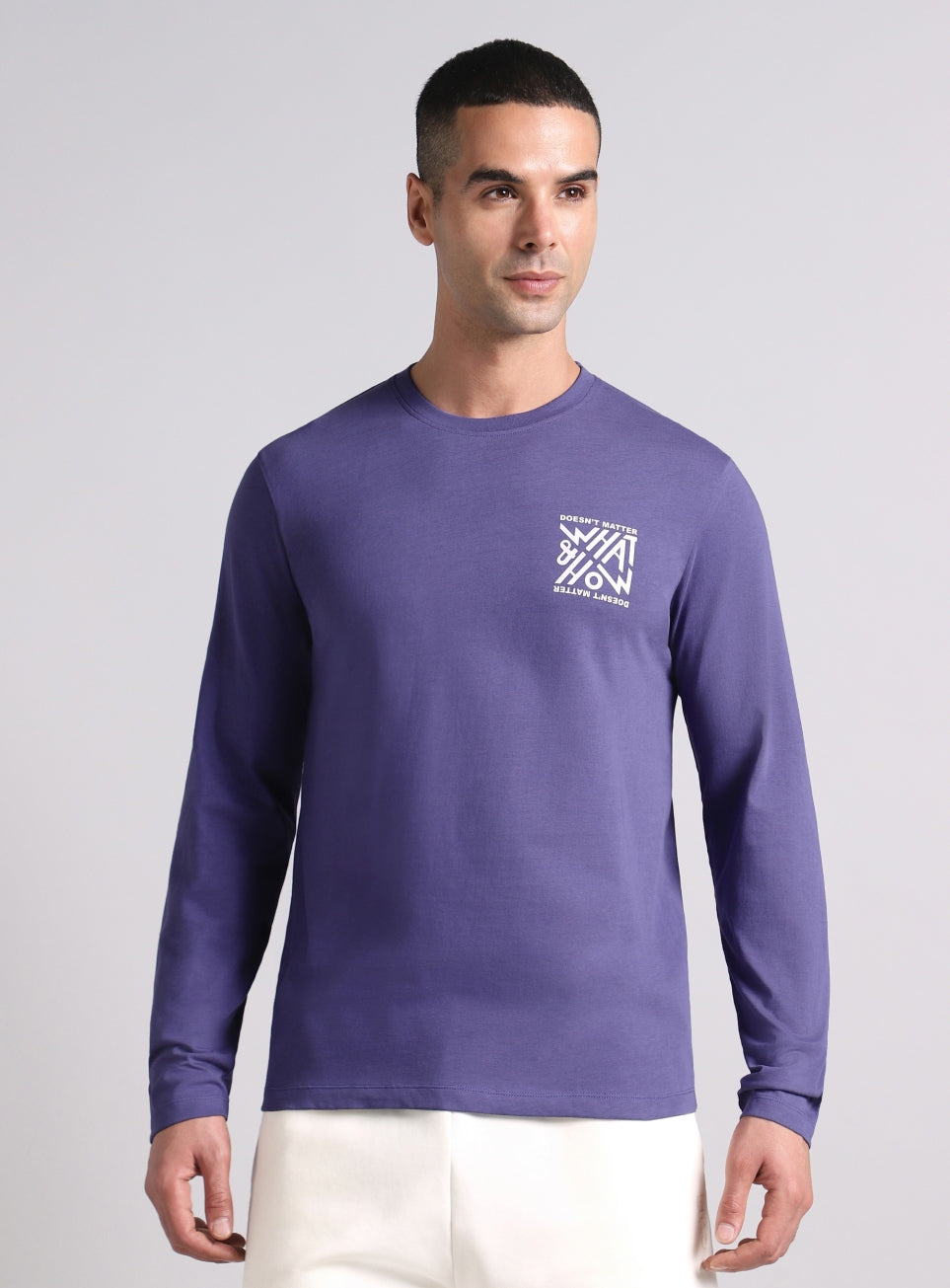 Men's Blue Cult Graphic Full Sleeve T-shirt