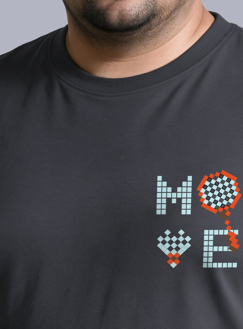 Men's Grey Move print Full sleeve Plus size T-shirt
