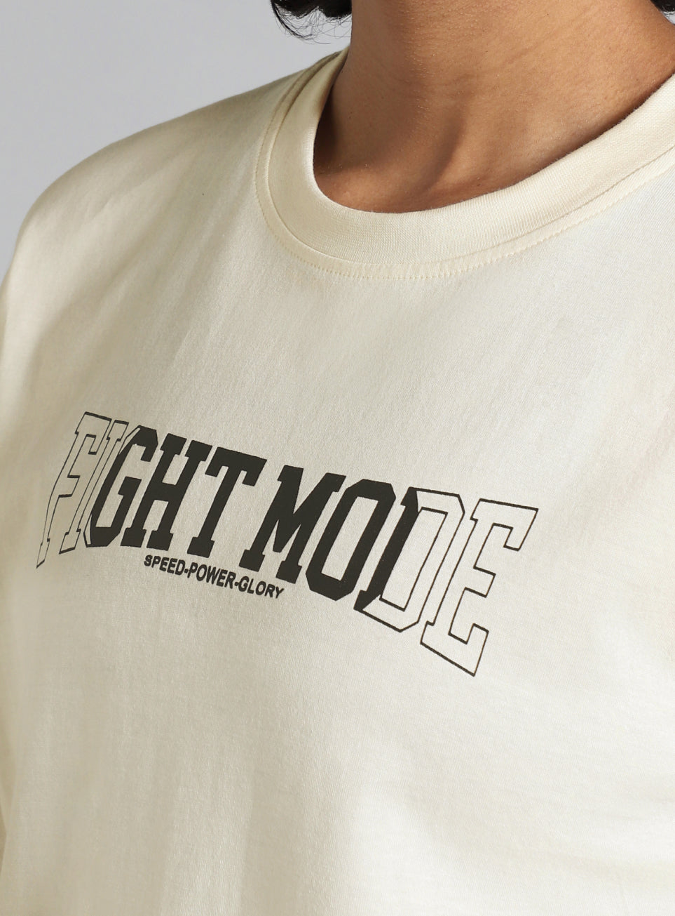 Women's White Fight Mode Combat Training Oversized T-shirt