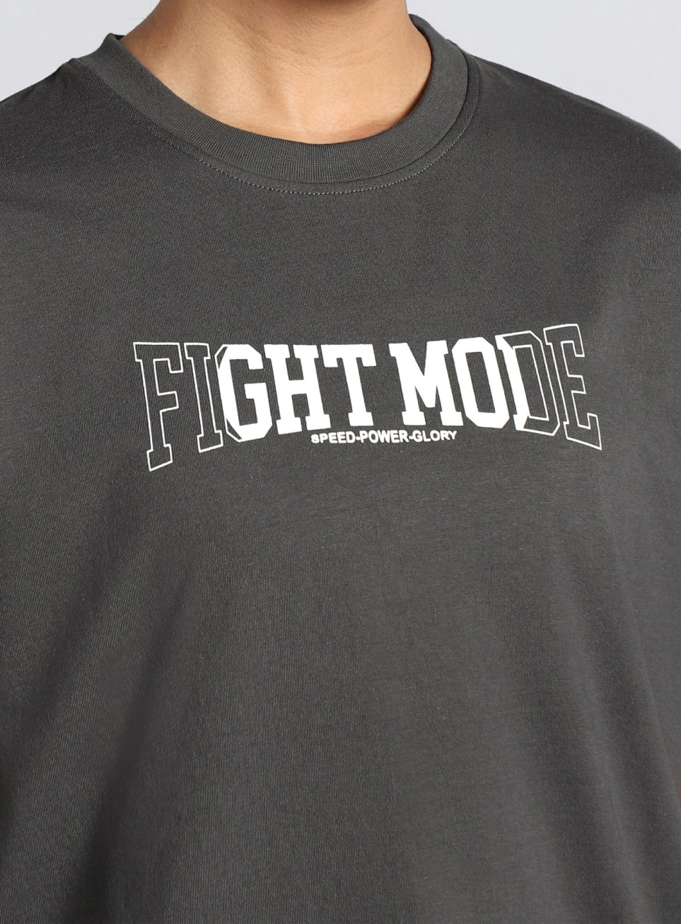 Women's Grey Fight Mode Combat Training Oversized T-shirt