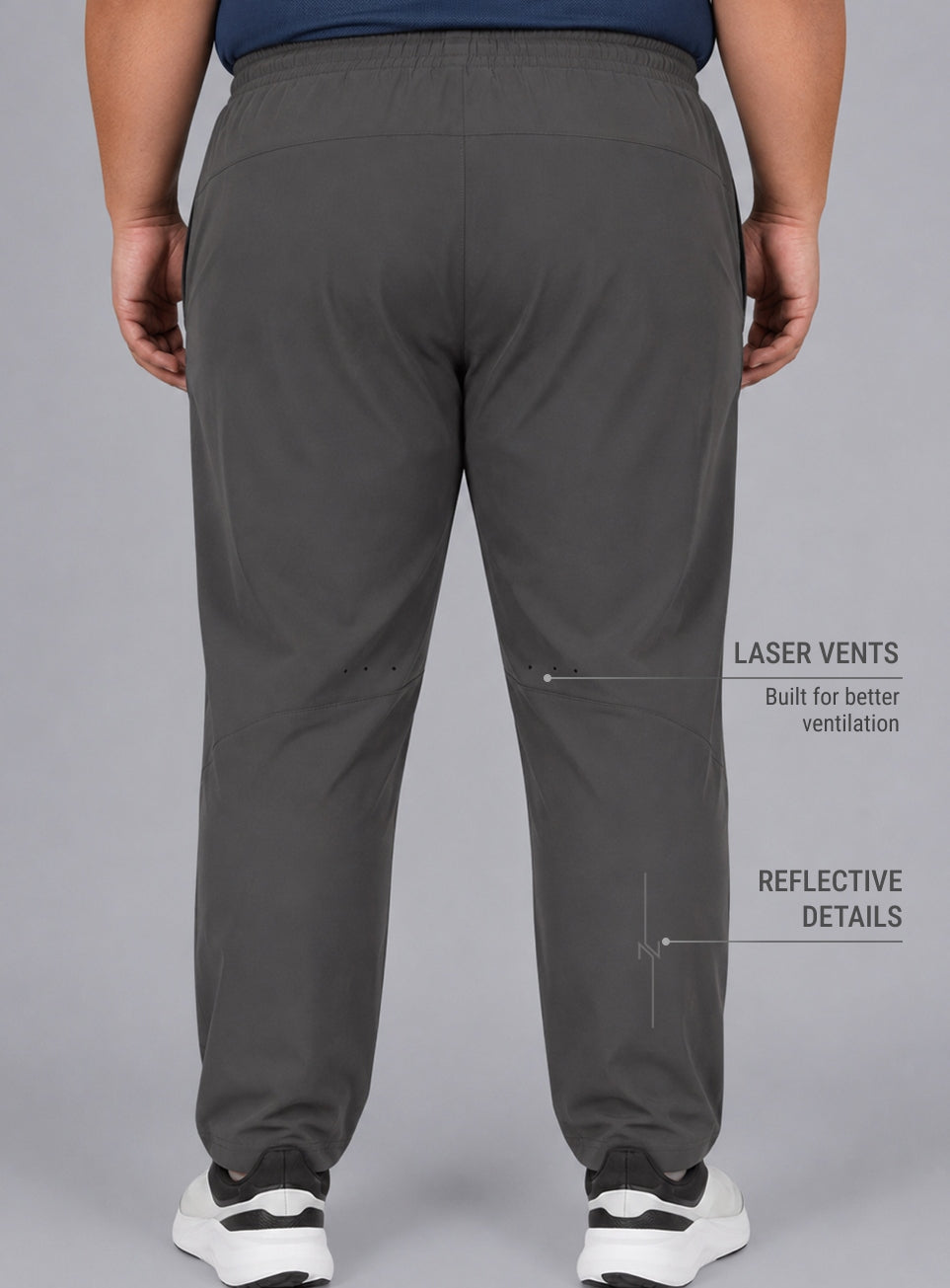 Men's Grey High Impact Plus Size Running Trackpants