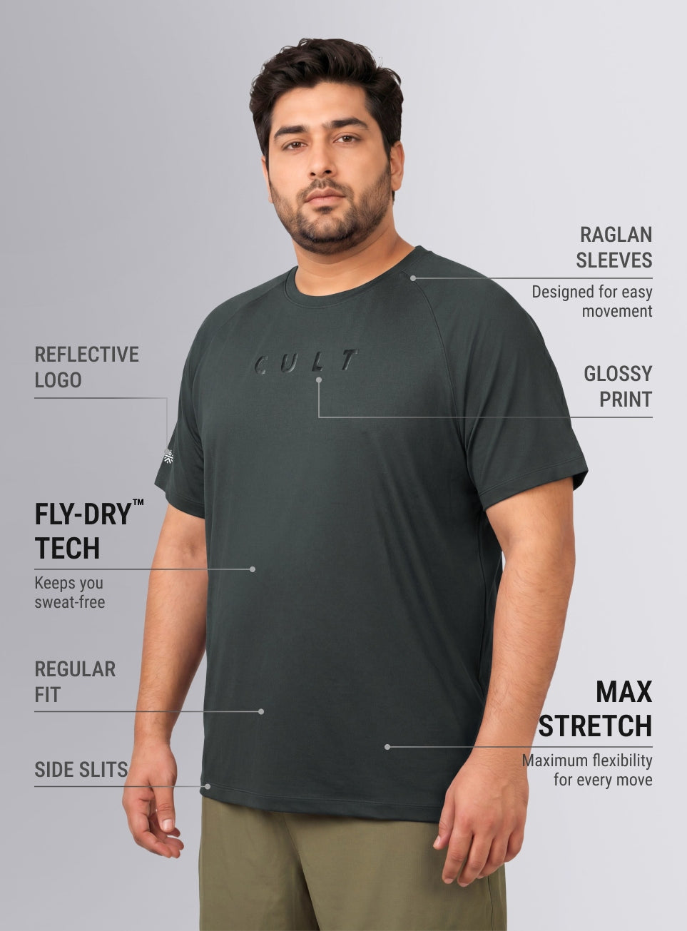 Men's Black Plus Size Pro Run Athlete T-shirt