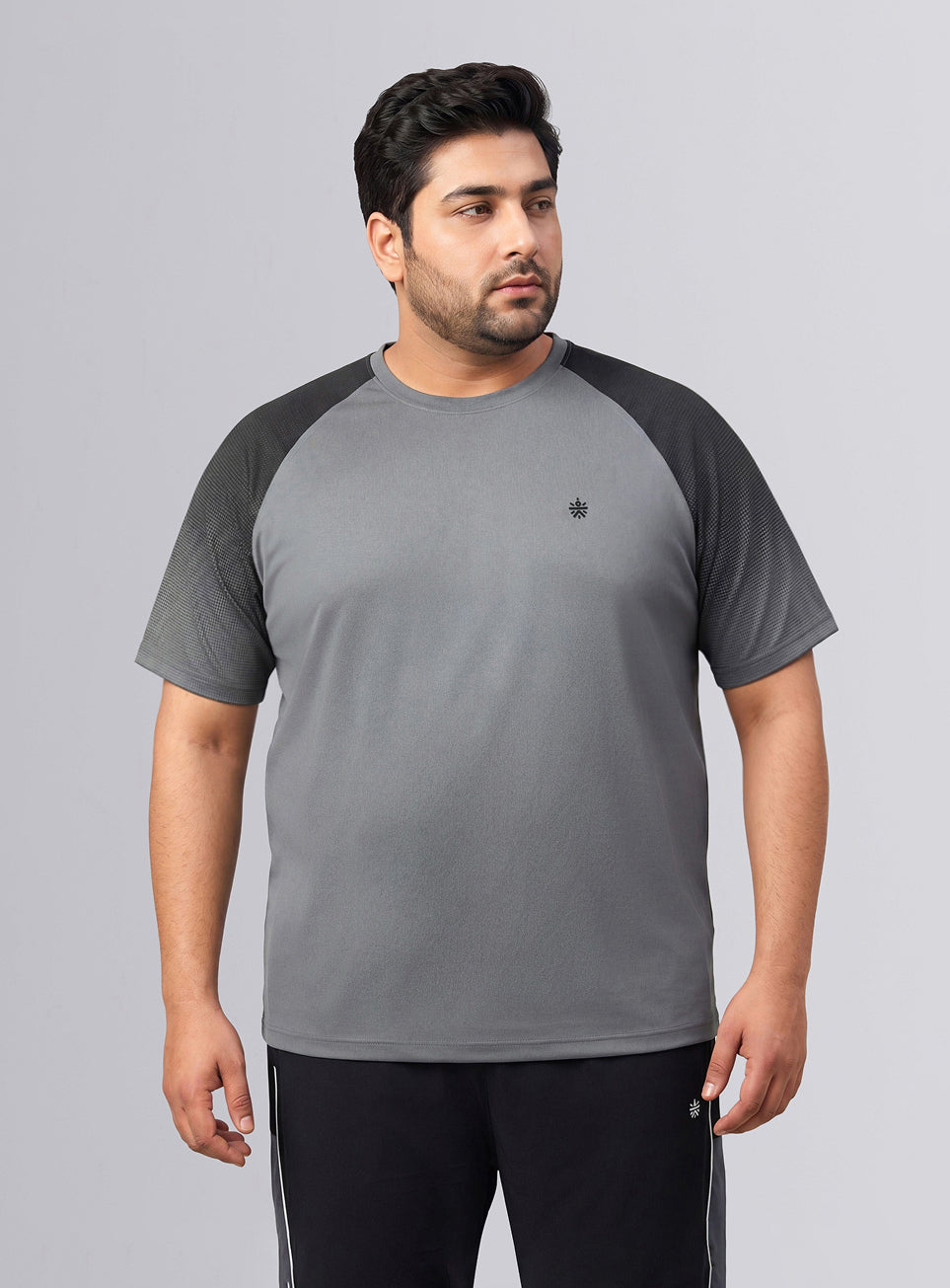 Men's Grey Power Pop Training Plus Size T-Shirt