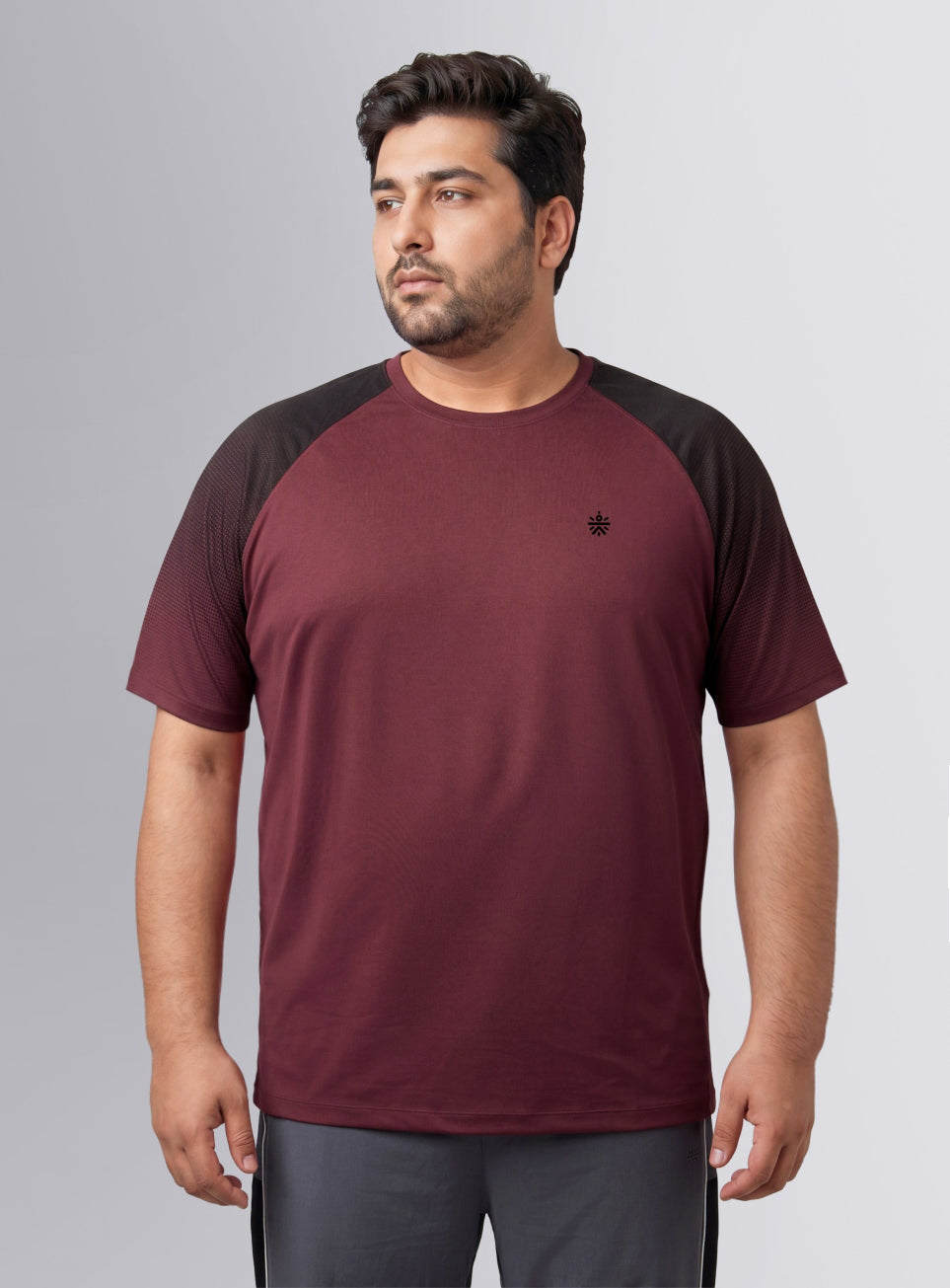 Men's Maroon Power Pop Training Plus Size T-shirt
