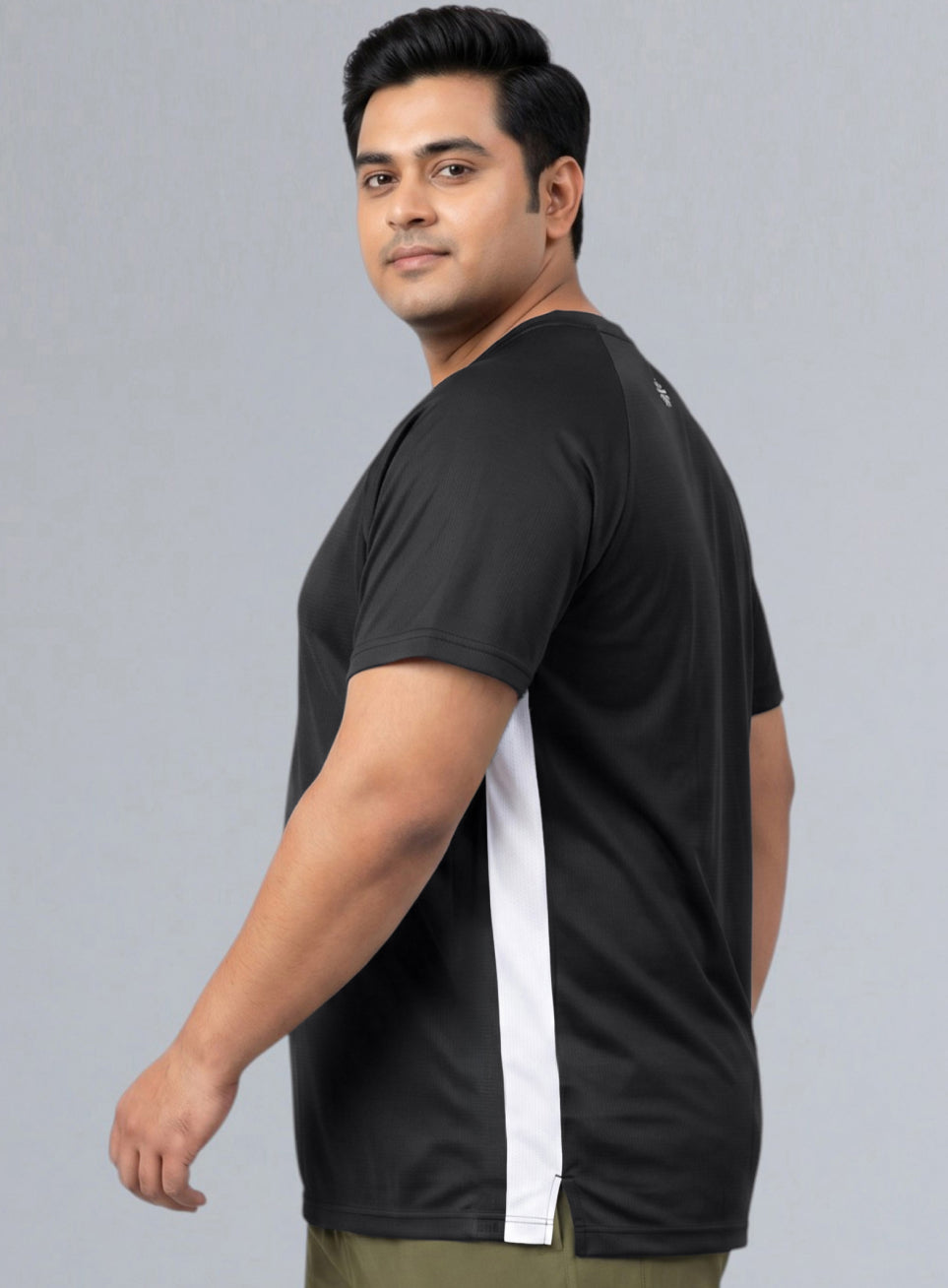 Men's Black Panelled Performance T-shirt