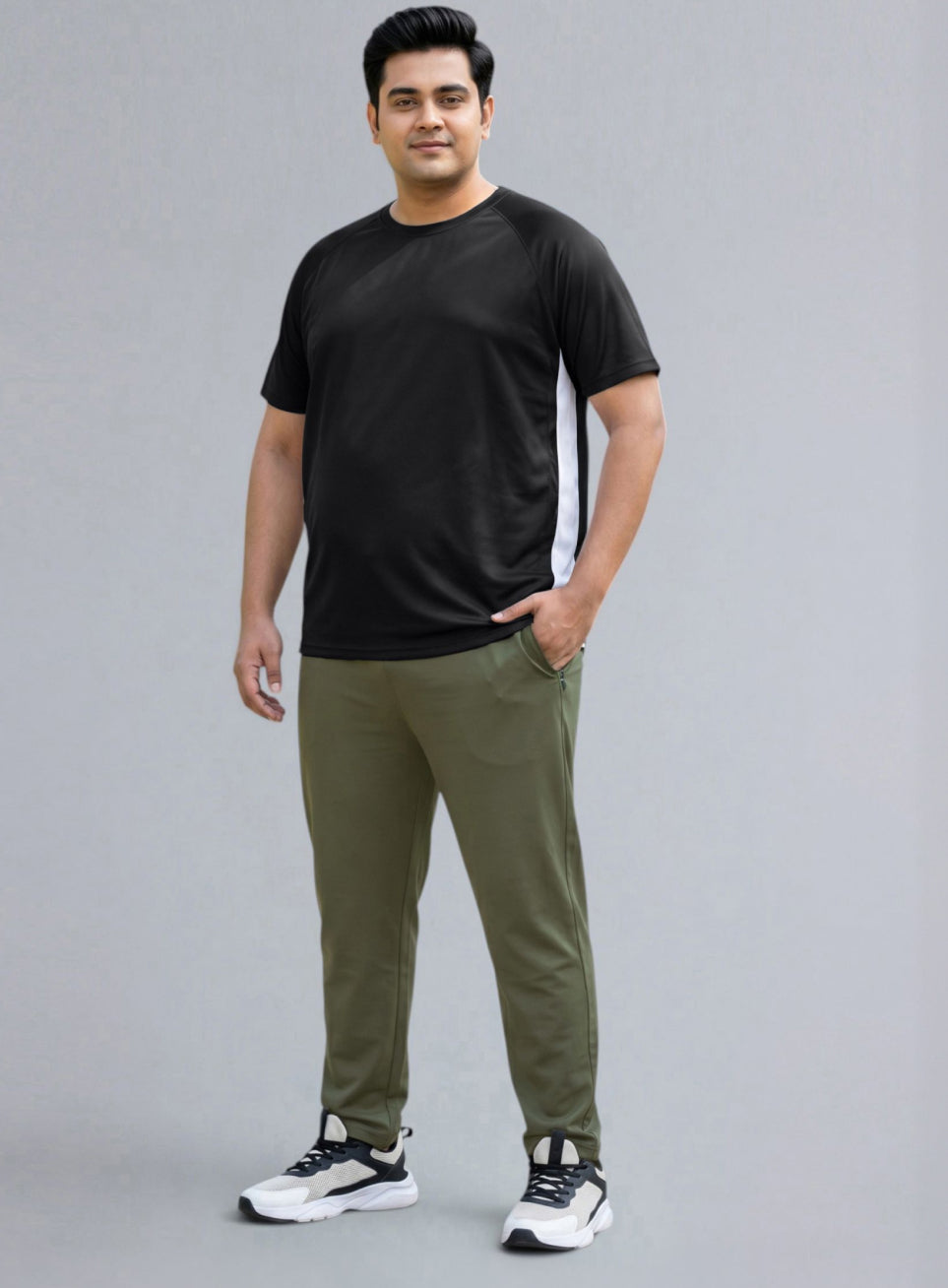 Men's Black Panelled Performance T-shirt