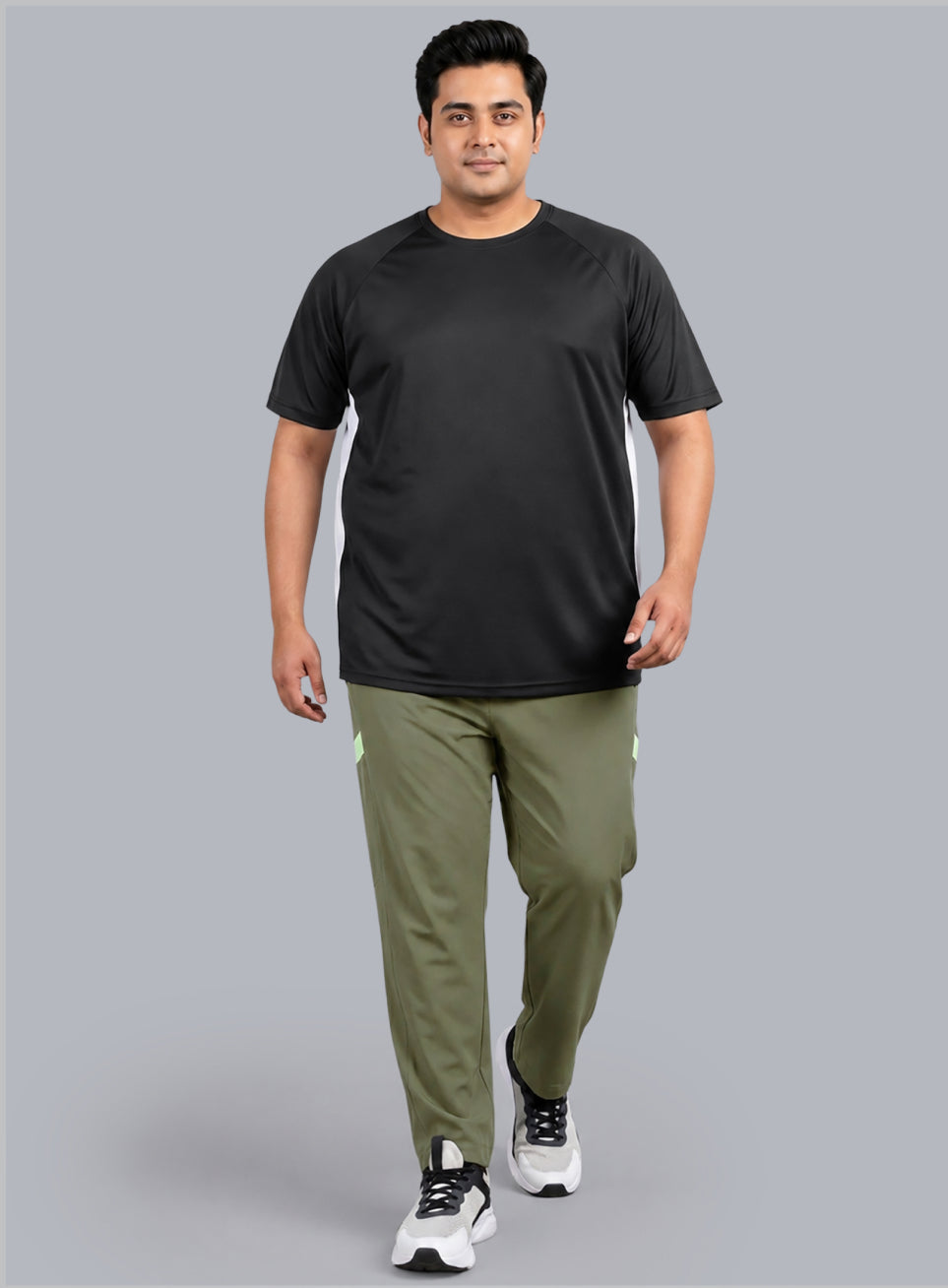 Men's Black Panelled Performance T-shirt